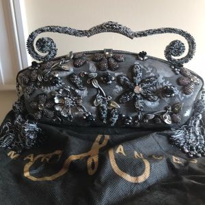 Mary Frances gray beaded statement bag